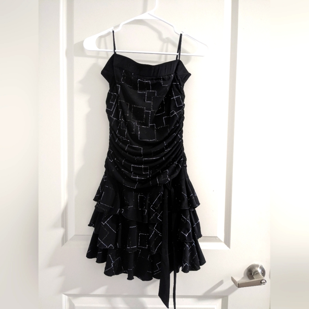 Black Sparkly Ruffled Dress